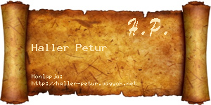 Haller Petur névjegykártya